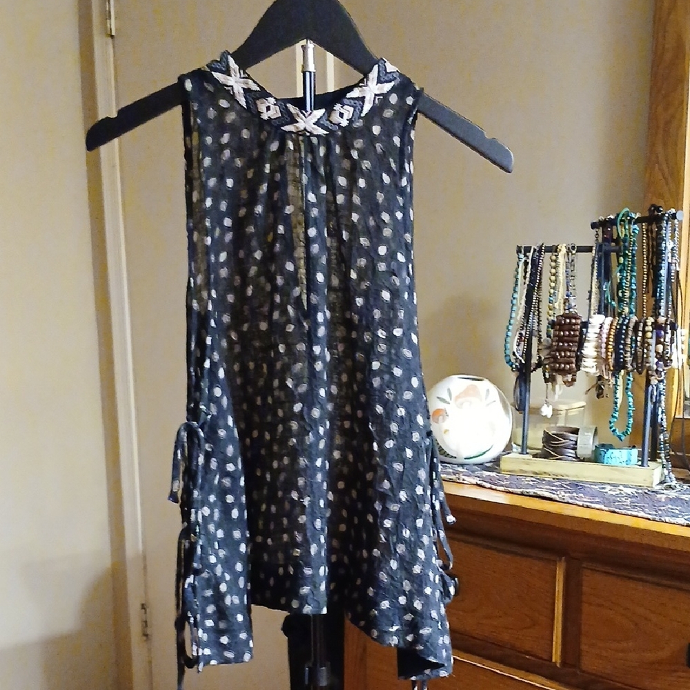Free People Black and White Sleeveless Top